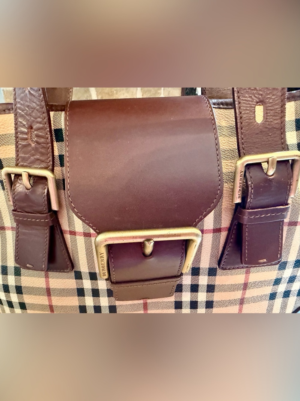 Authentic Burberry Haymarket Shoulder Bag - Picture 4 of 16